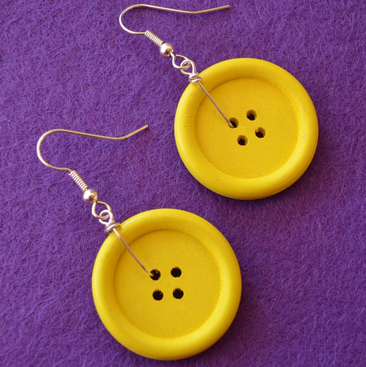 Yellow Single Button Earrings