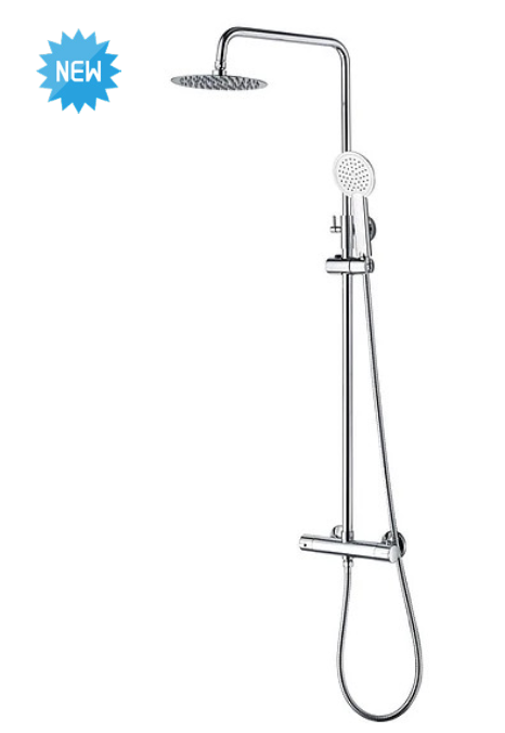 Round Chrome Thermostatic Exposed Fixed Shower