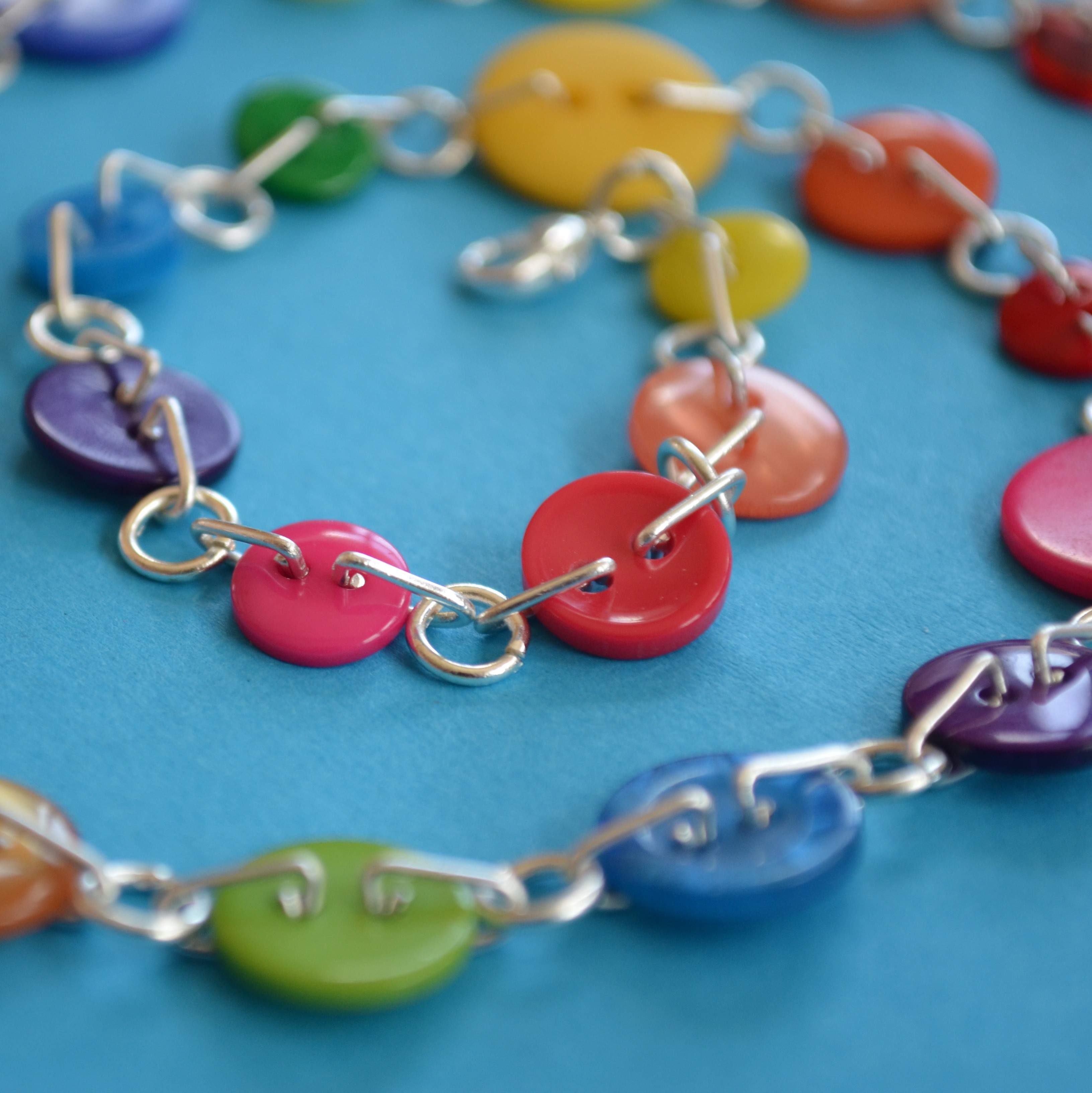 Rainbow Button Chain Necklace