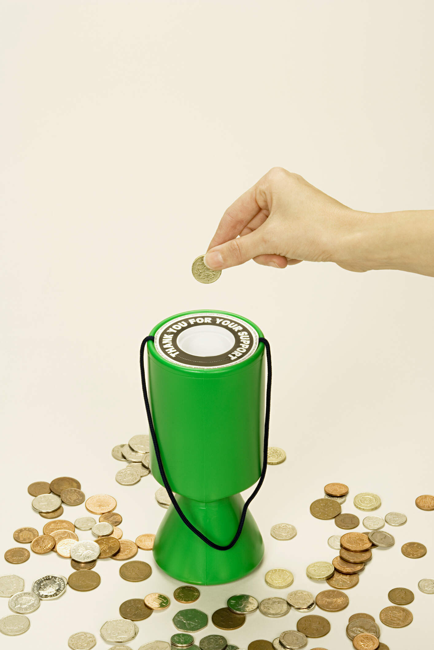 Collecting box with coins