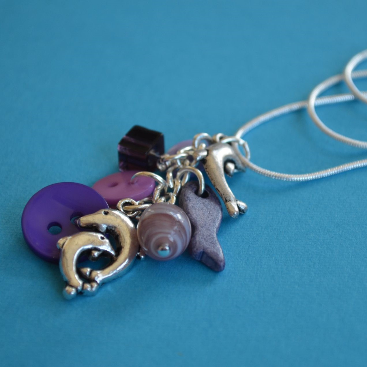 Dolphin Cluster Button Pendant
