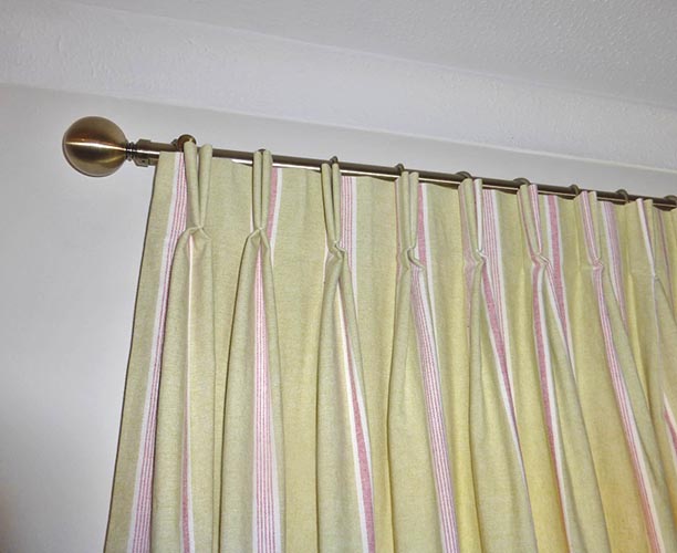 Handmade curtains with double pinch pleated heading