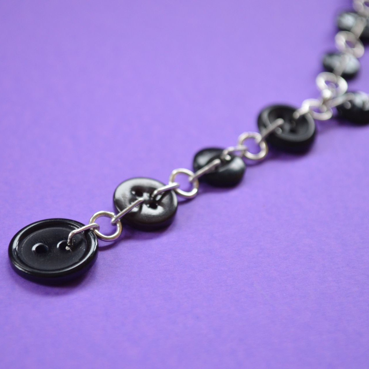 Black Button Chain Necklace