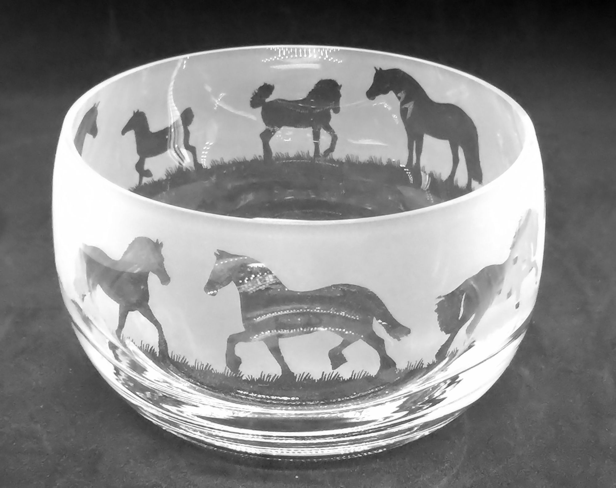 WELSH SECTION D COB HORSE Frieze 12cm Boxed Crystal Glass Bowl 