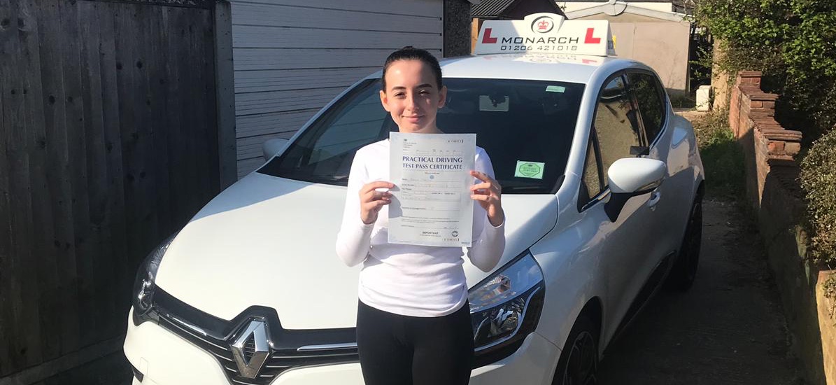 girl with pass certificate at Hornchurch driving test centre