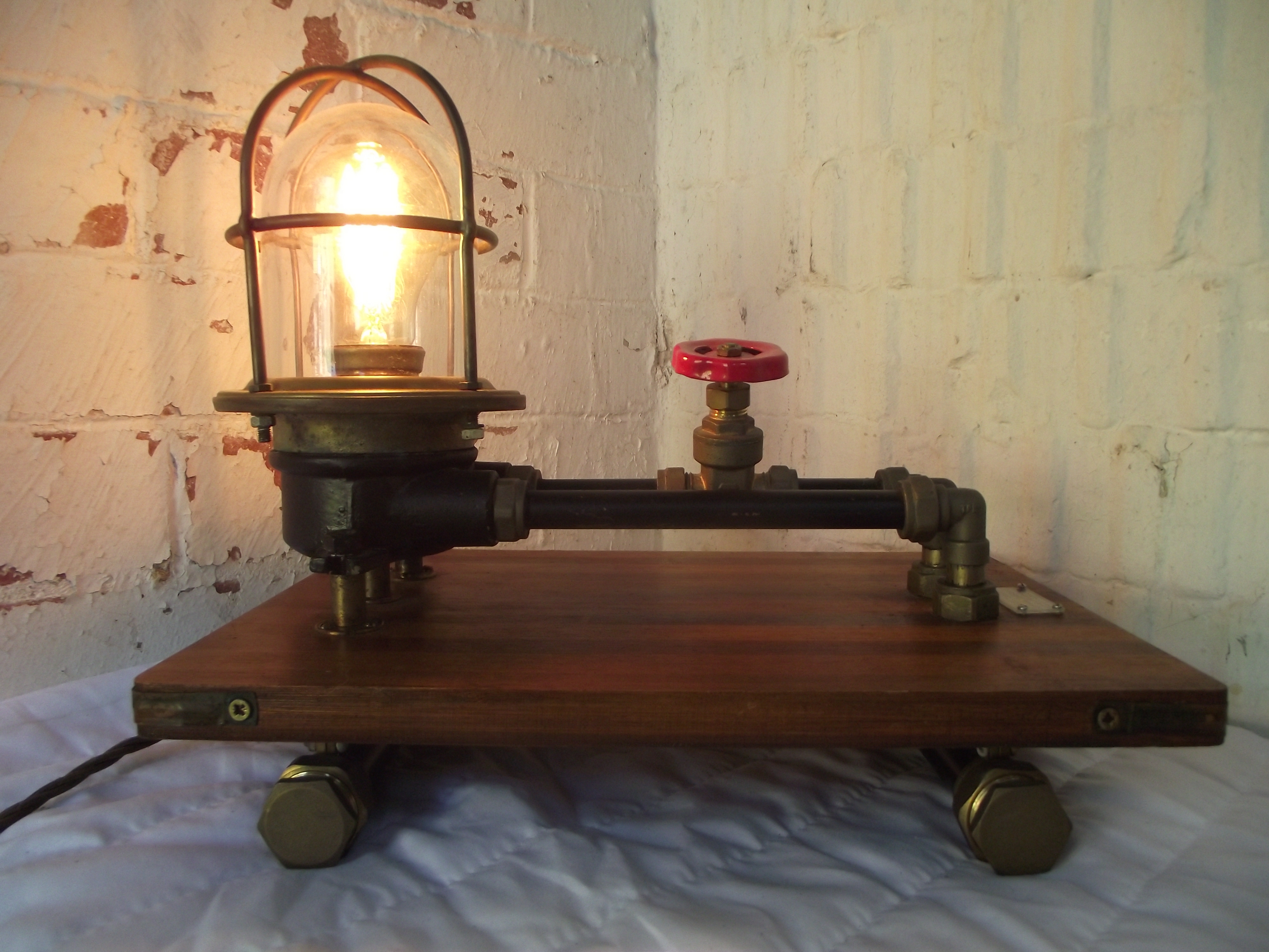 Original Ww2 German U Boat Bulk Head Light Steampunk Desk Lamp