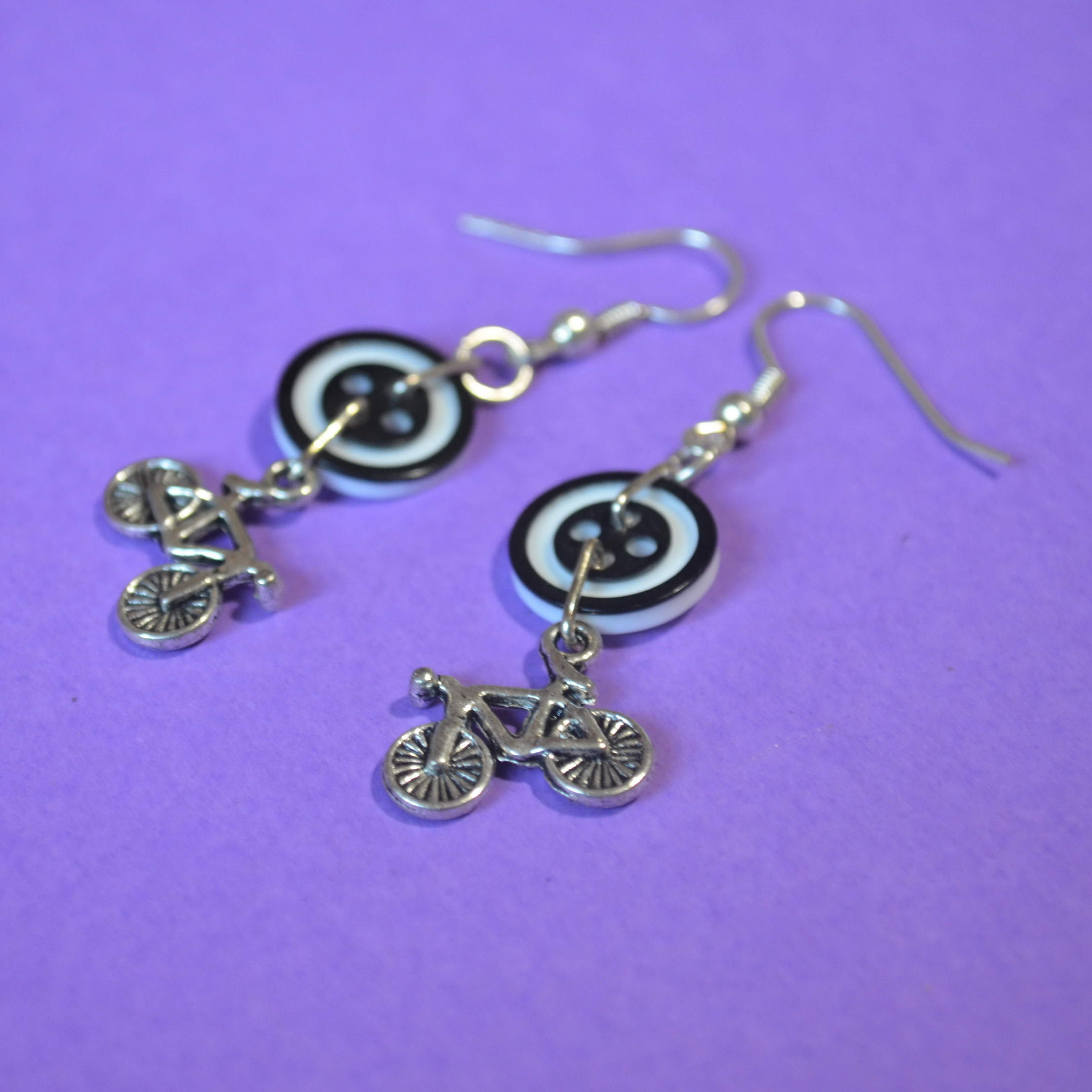 Bicycle One Button Charm Earrings