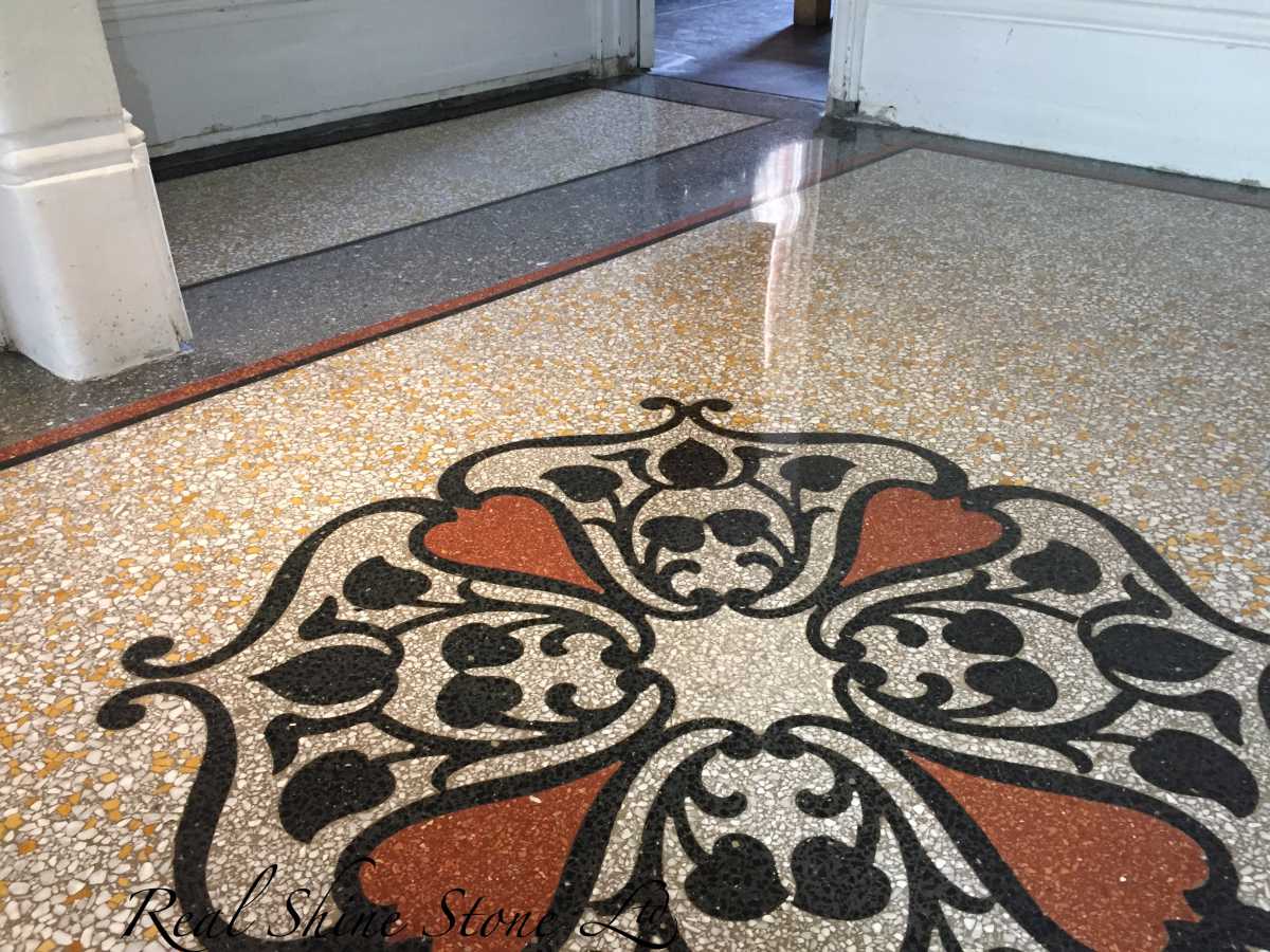 Restoring 120 years old terrazzo floor - picture after