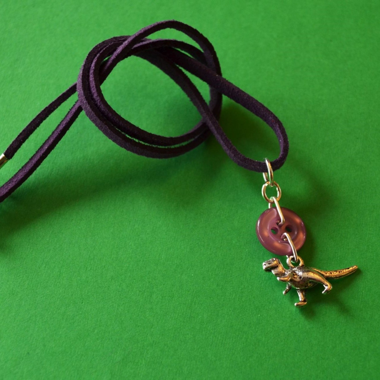 Dinosaur Child’s Button Charm Necklace