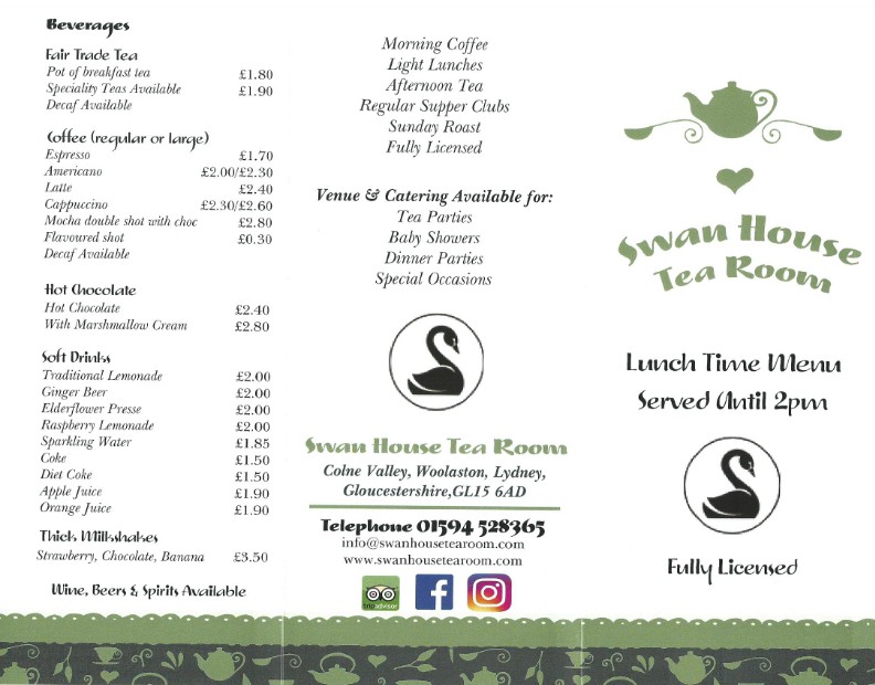 Swan House Tea Room Lunch Menu