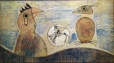 Max Ernst - Oiseaux (ochre background)