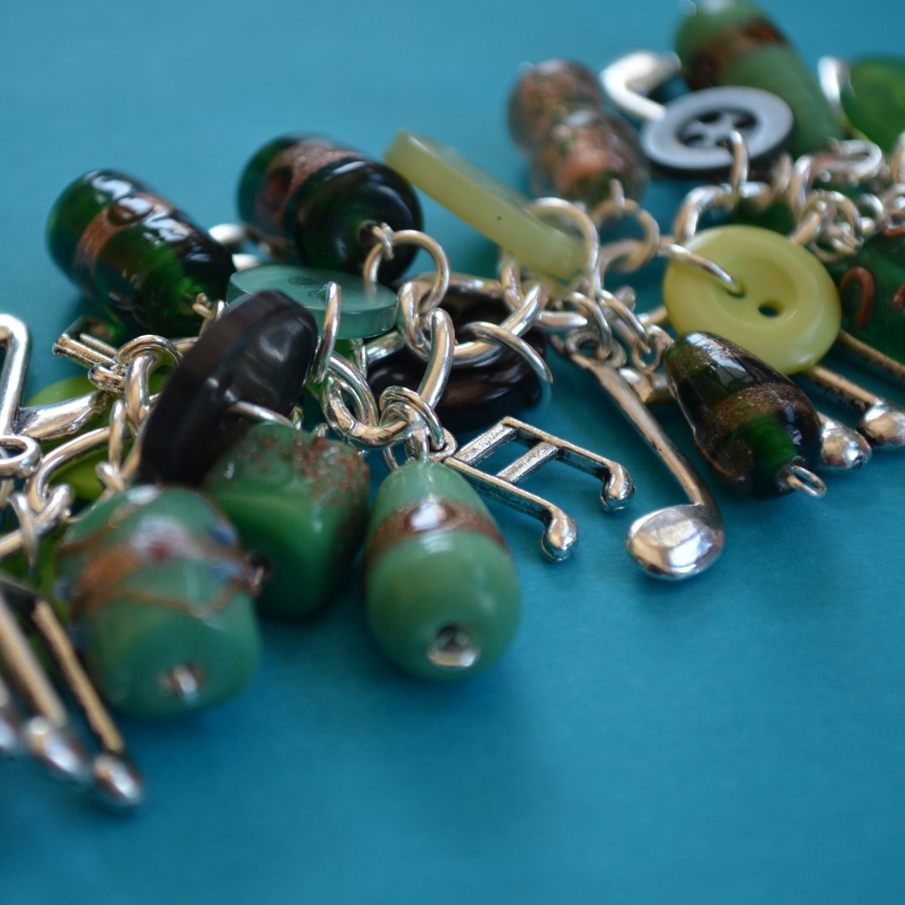 Button, Bead & Music Charm Bracelet