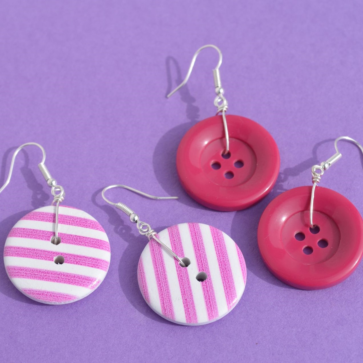 Pink Single Button Earrings