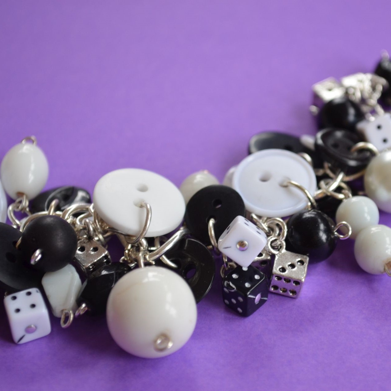Button, Bead & Dice Charm Bracelet