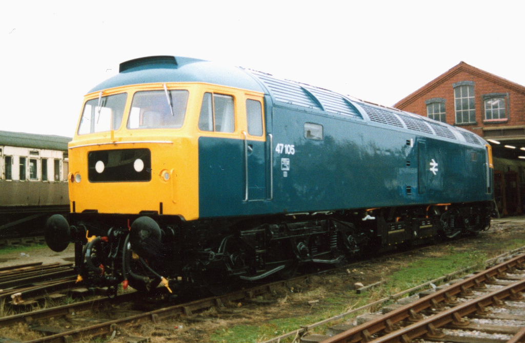 47105 rolled out of the paint shop at Winchcombe after the first repaint. Circa 1994

(Mark Elvey)