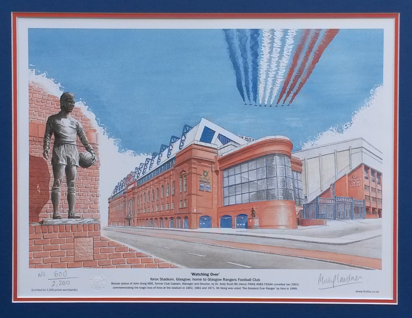 'Watching Over' Rangers FC fine art print - unframed