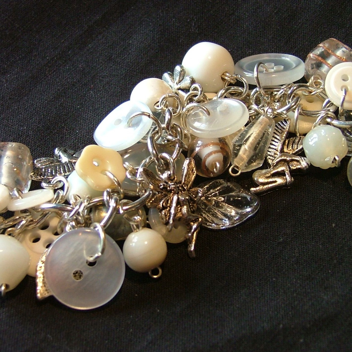 Button, Bead & Fairy Garden Charm Bracelet