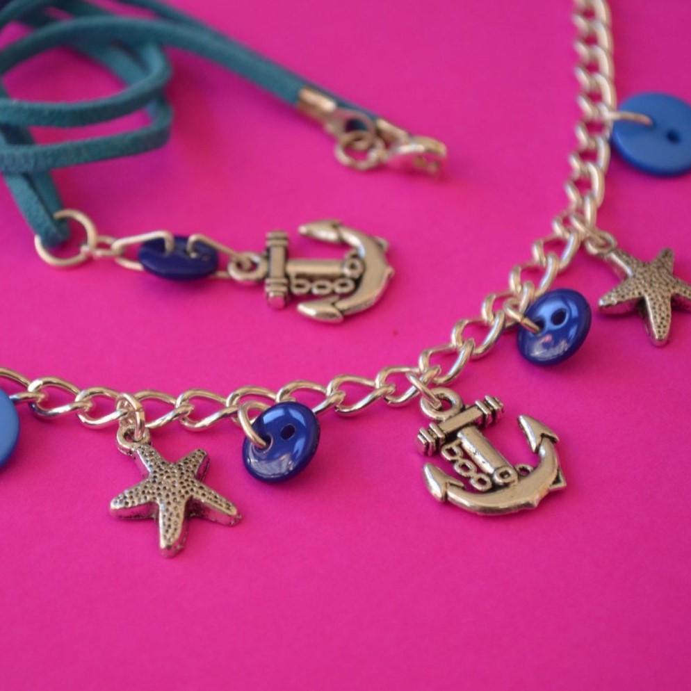 Nautical Anchor Child’s Button Charm Necklace