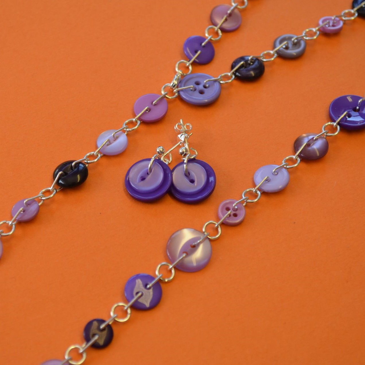 Purple Button Chain Bracelet