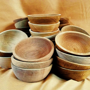 Stacks of carved wooden bowls