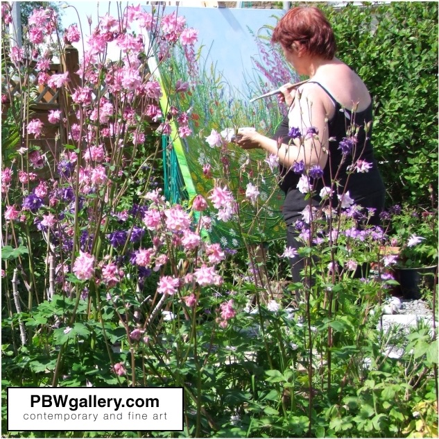 Painting a wildflower meadow whilst amongst the flowers of my old garden in Llandeilo,