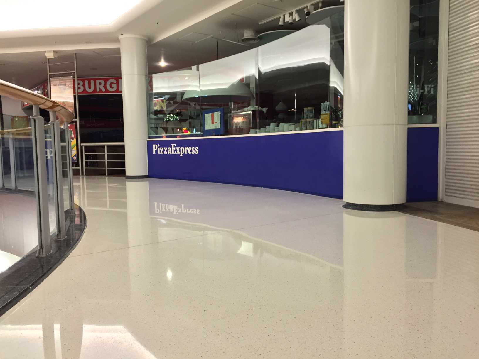 Terrazzo polishing in front of Pizza Express