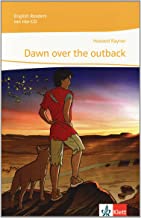 cover illustration of young boy and dingo staring at the sunrise of book Dawn over the outback