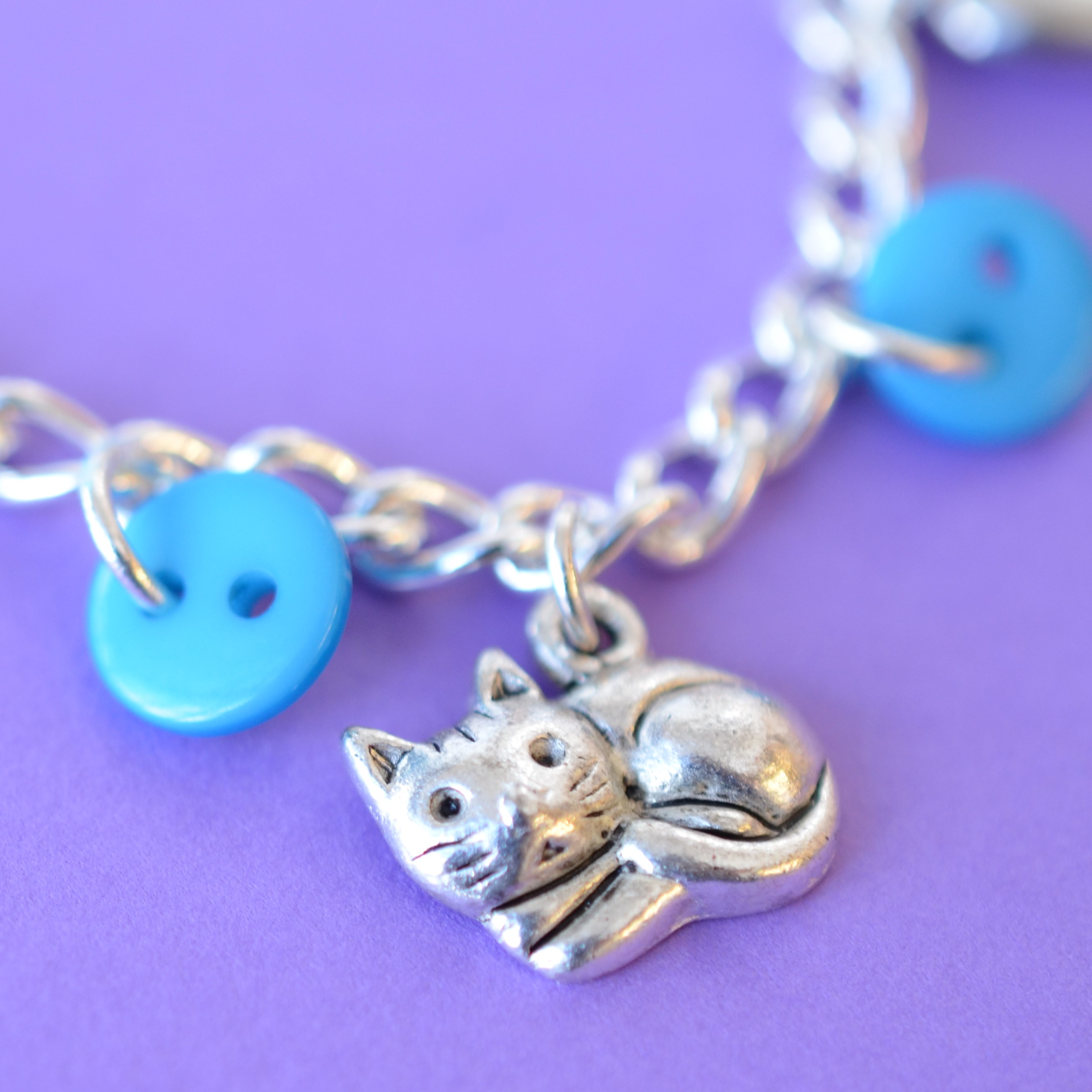 Cat Child’s Button Charm Bracelet