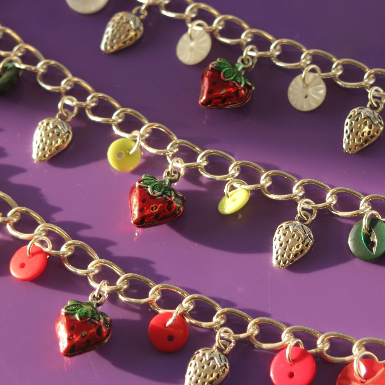 Strawberry Button Charm Bracelet
