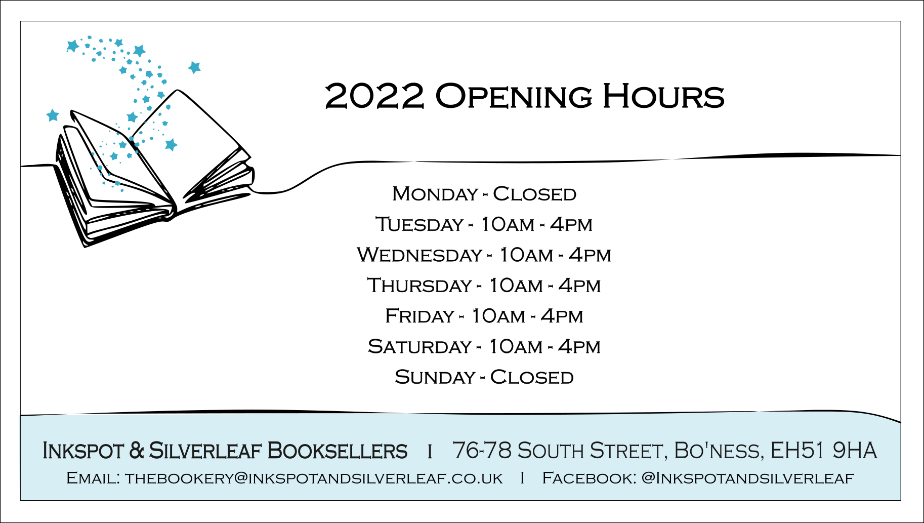 Current Opening Hours (Wed - Sat, 10am - 3pm)