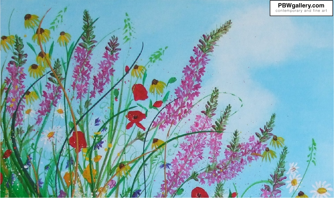 A 5 Acre Wildflower Meadow original painting containing Meadowsweet and Purple Loosestrife