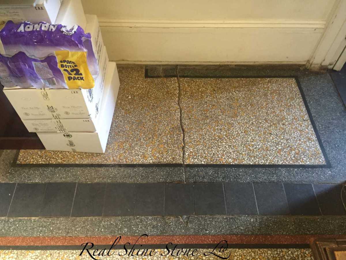 Terrazzo restoration before we poured terrazzo mix to match the existing 120 years old floor