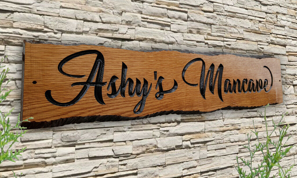 Large Personalised Oak Carved Wooden Home House Name Sign Plaque Outdoor