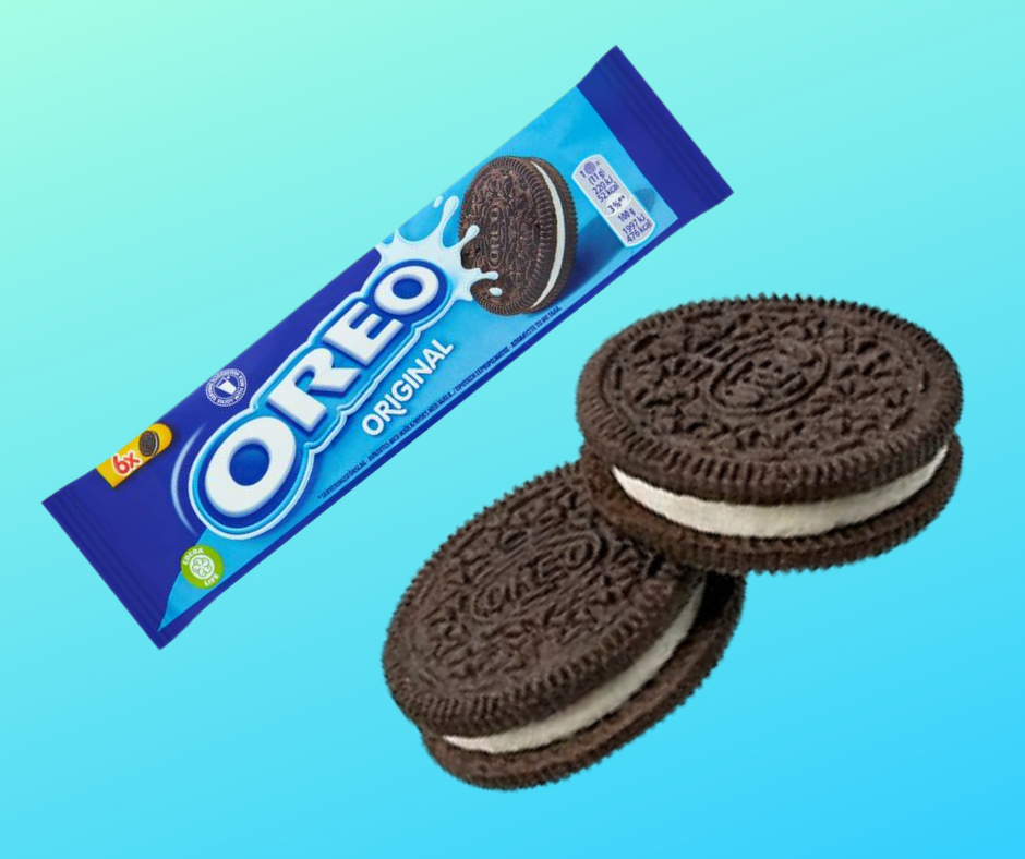 Oreo American sandwich cookie consisting of two wafers with a sweet crème filling ice cream tray