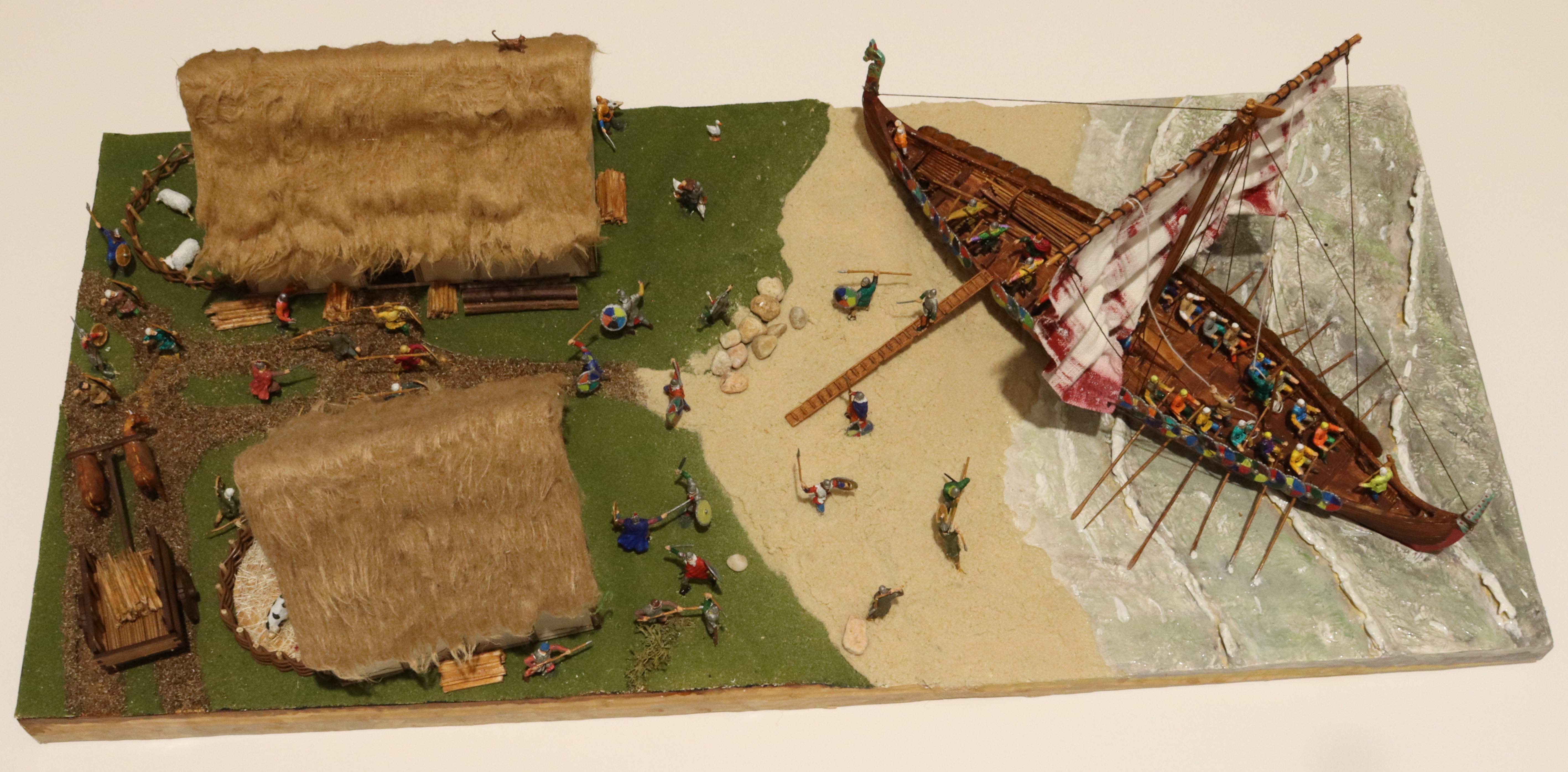 The  diorama is centred on the Emhar EM9001 'Gokstad' 9th Century Viking Ship in 1:72 Scale
