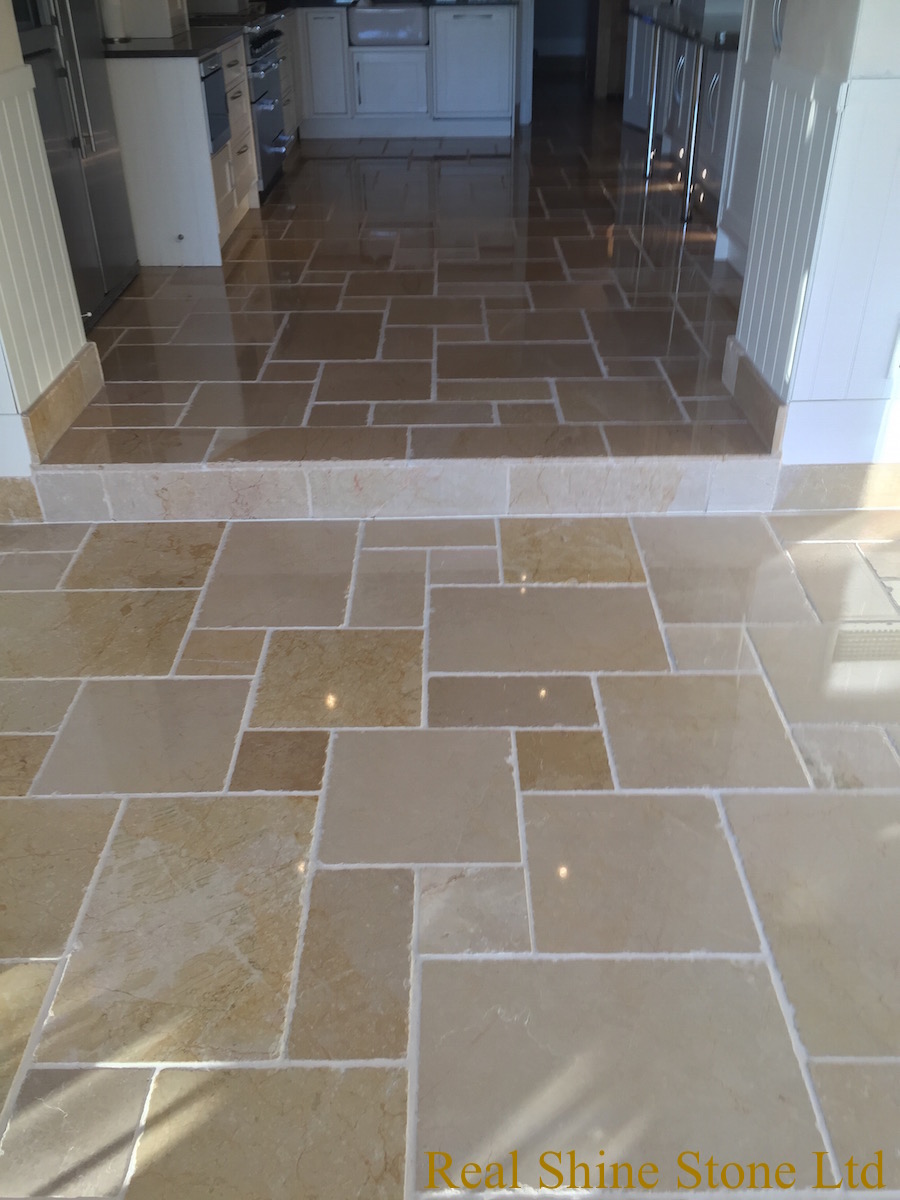 Polishing limestone kitchen floor