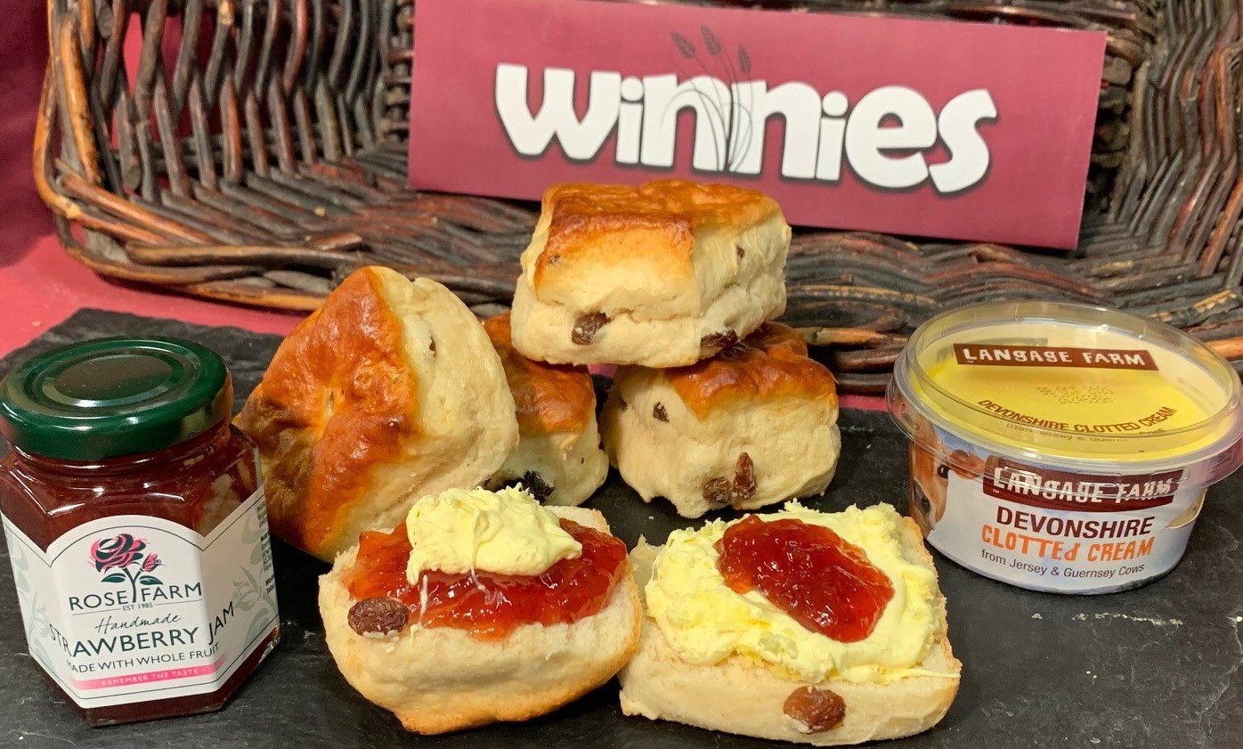 FIVE ALL BUTTER FRUIT SCONES, JAM & CLOTTED CREAM