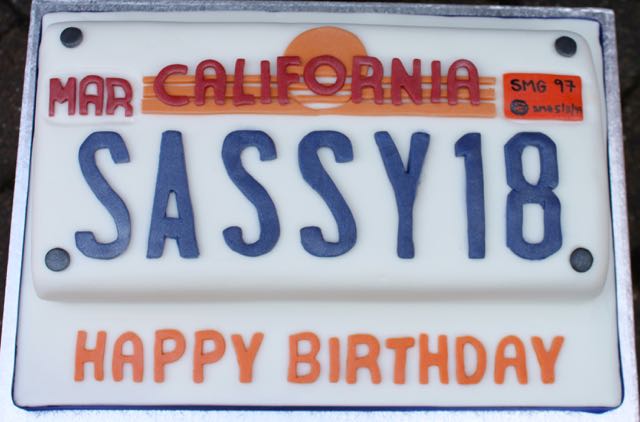 Californian licence plate cake