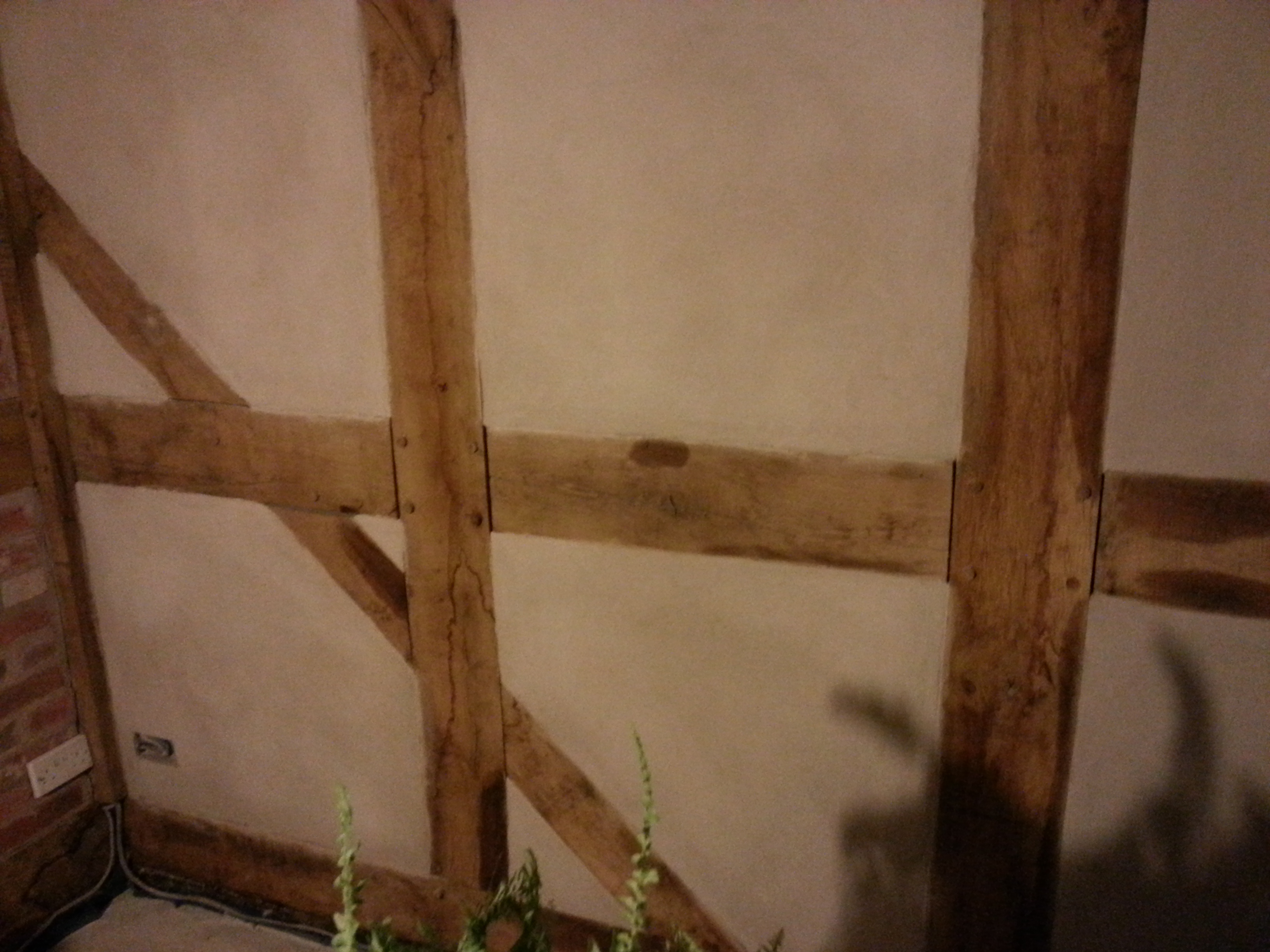 oak timber frame with lime plastered panels