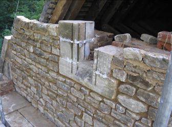 Part way through reconstruction of Bargate walling.