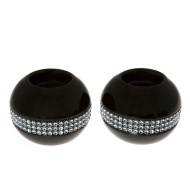 2 Black Ceramic Candle holders