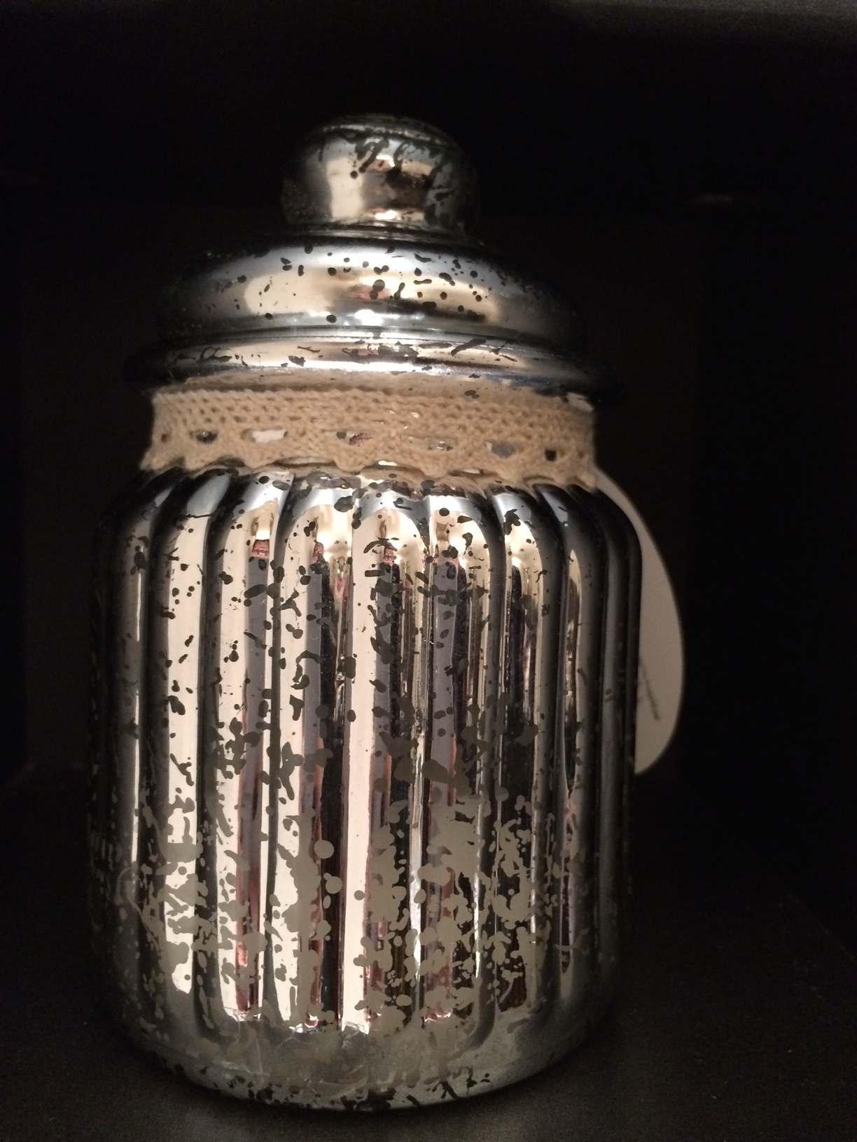 Silver Speckled Candle Jar with lid