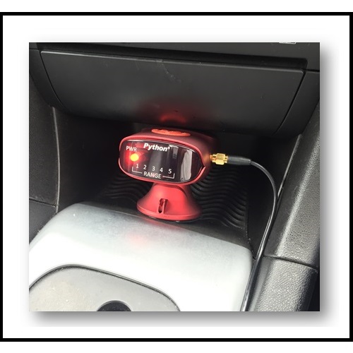 Python Detectors can be mounted in the vehicles centre console using our Magnetic Dash Mount