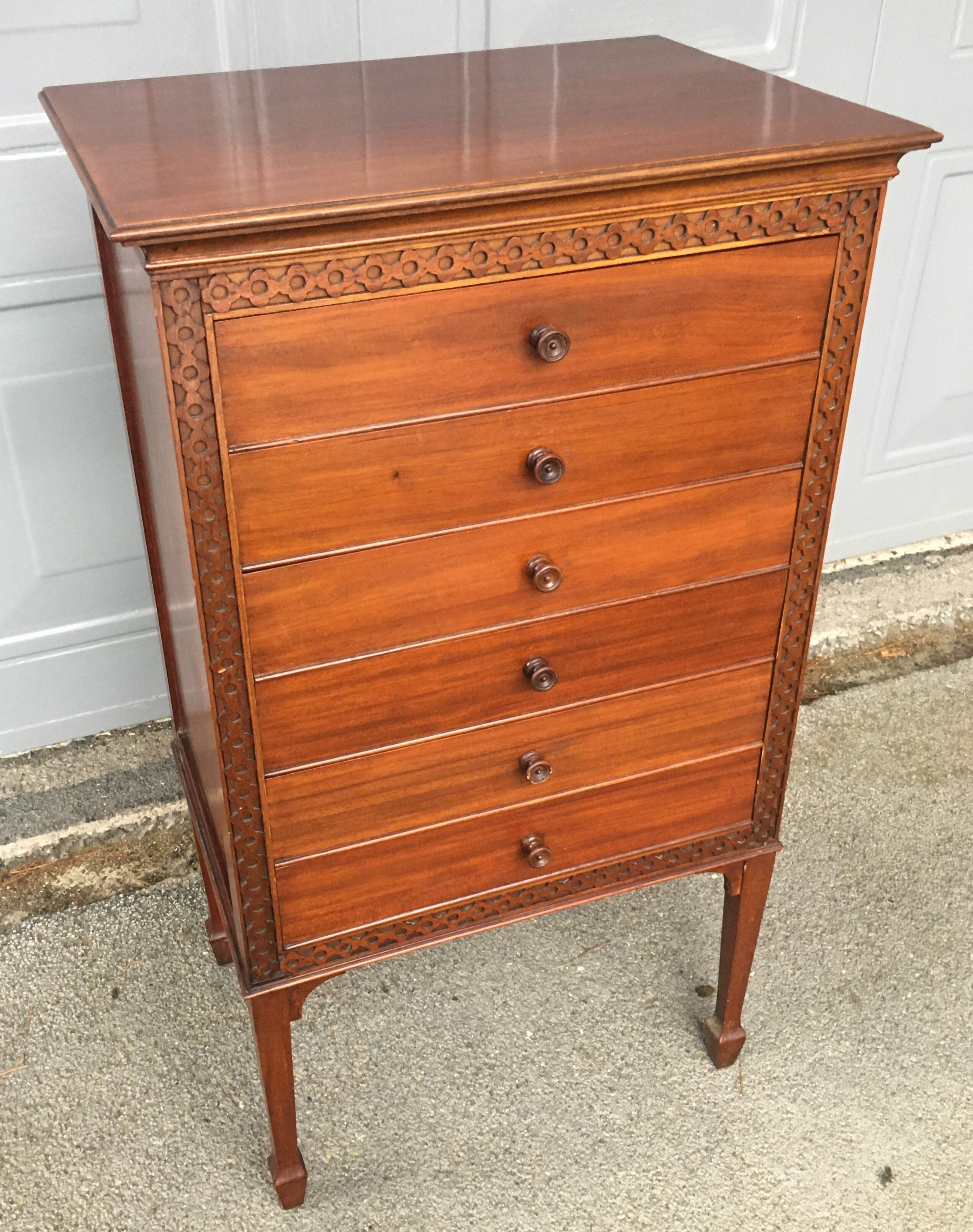1920's Mahogany 6 Drawer Music Cabinet by Ray and Miles