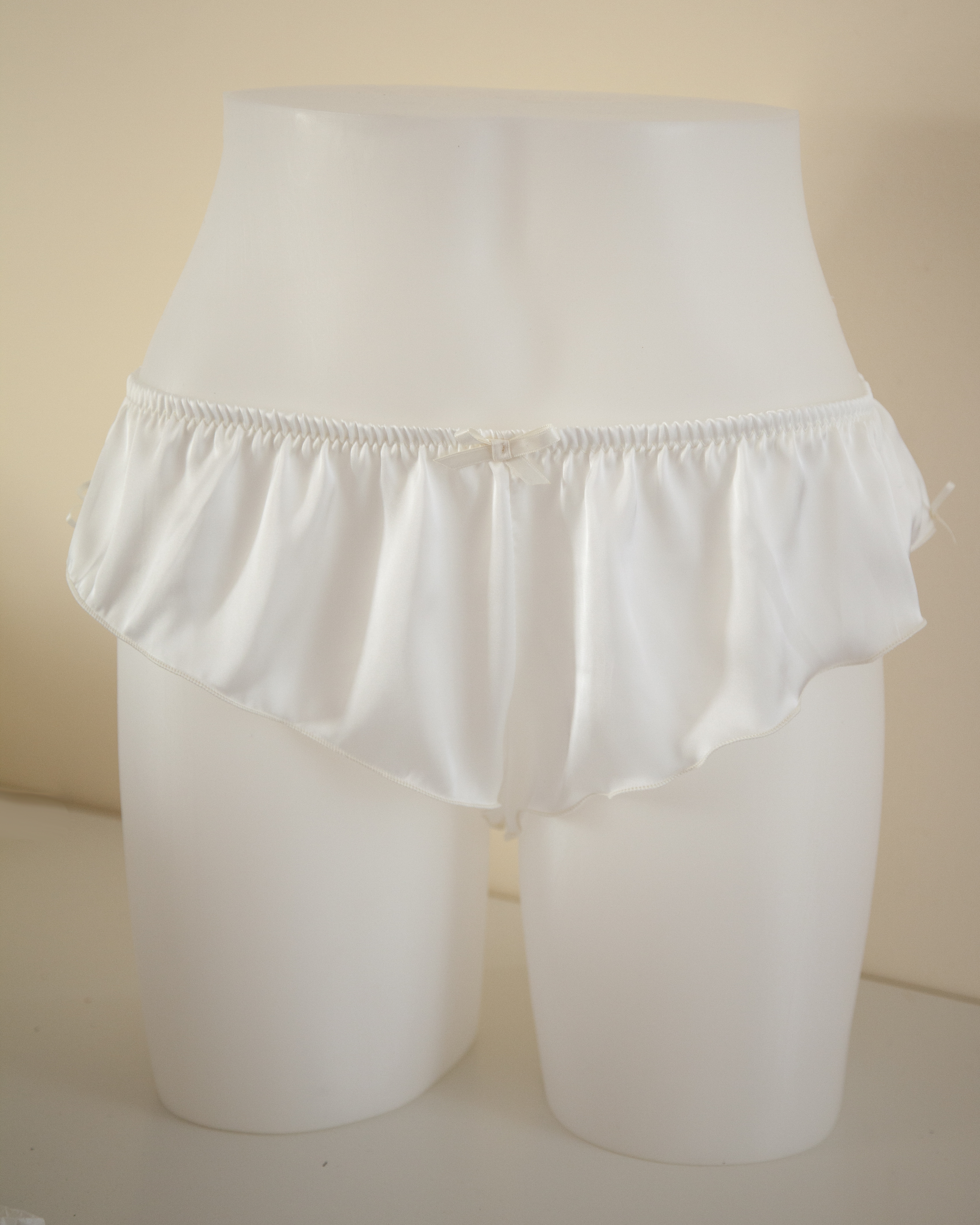 Micro Silky Satin French Knickers - Ivory