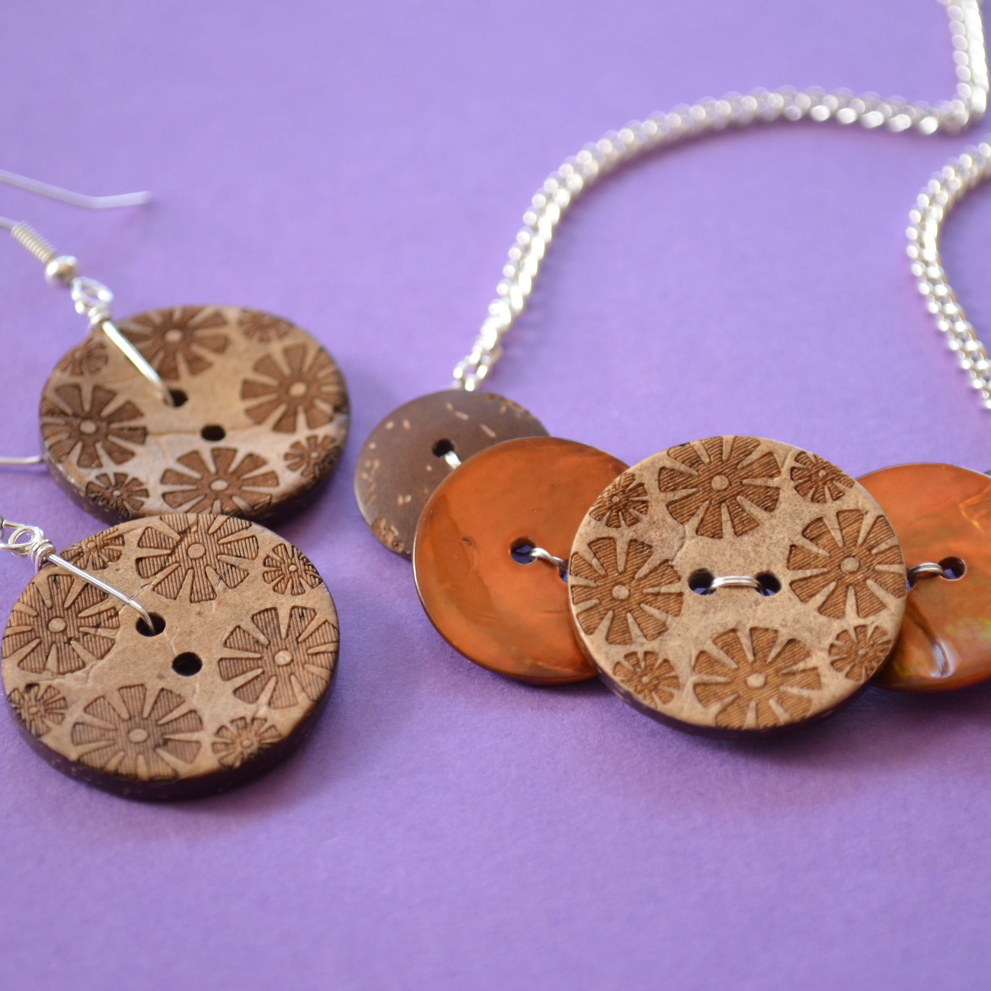 Brown Five Button Necklace