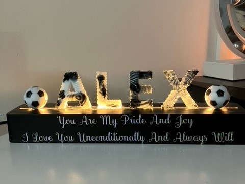 Personalised name light with message - 30cm