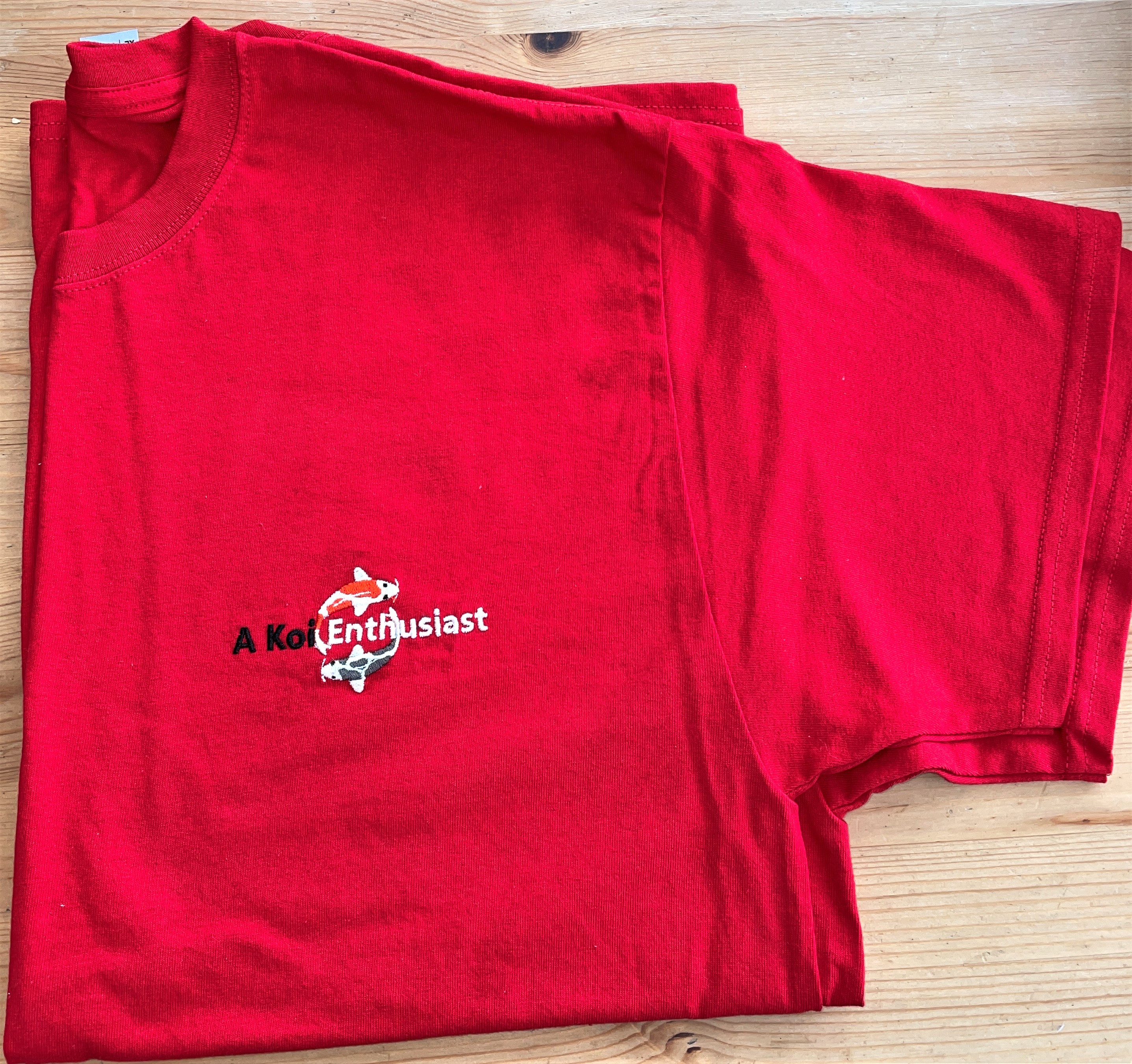Cherry Red "A Koi Enthusiast" Embroidered Gildan Ultra cotton™ Adult T-shirt