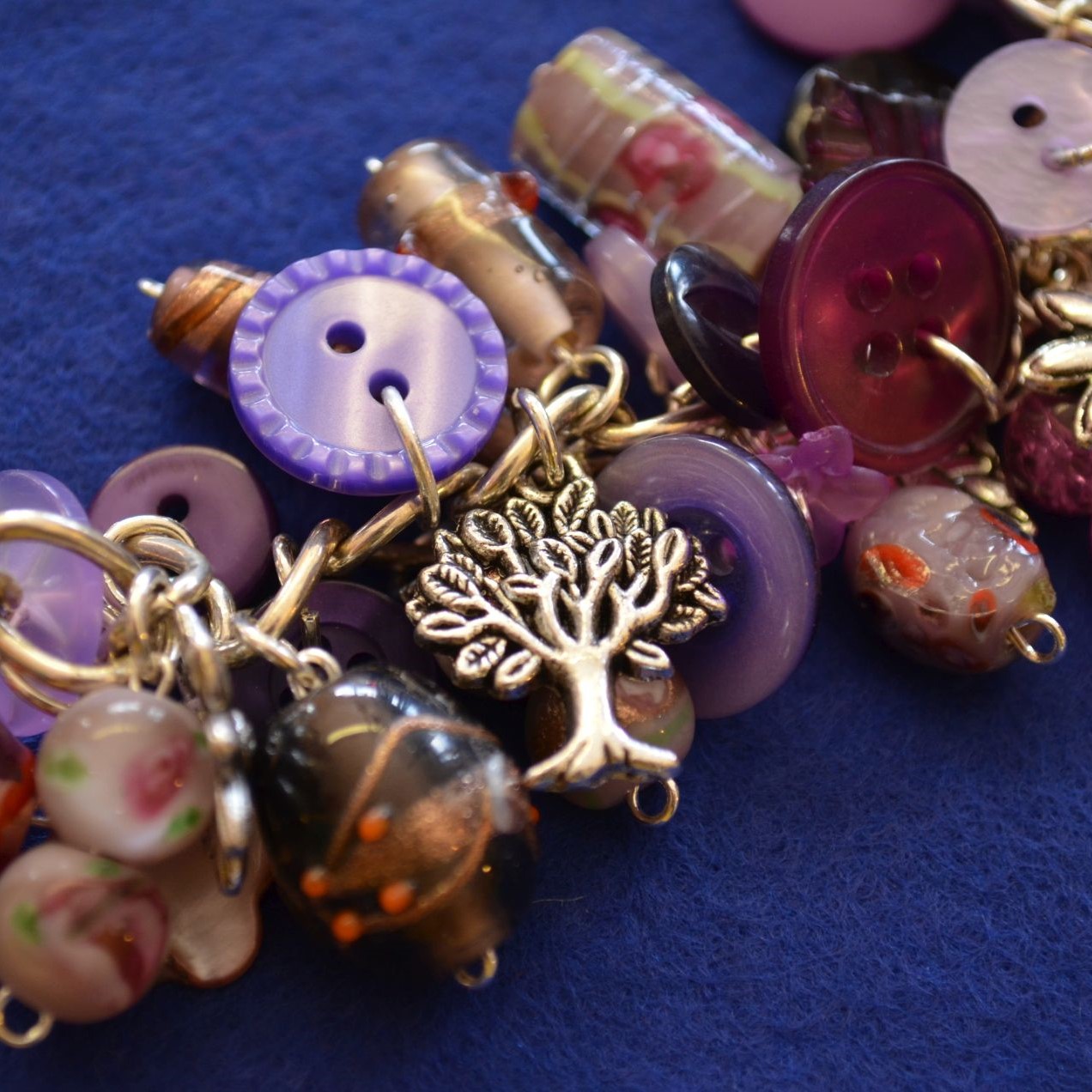 Button, Bead & Woodland Charm Bracelet