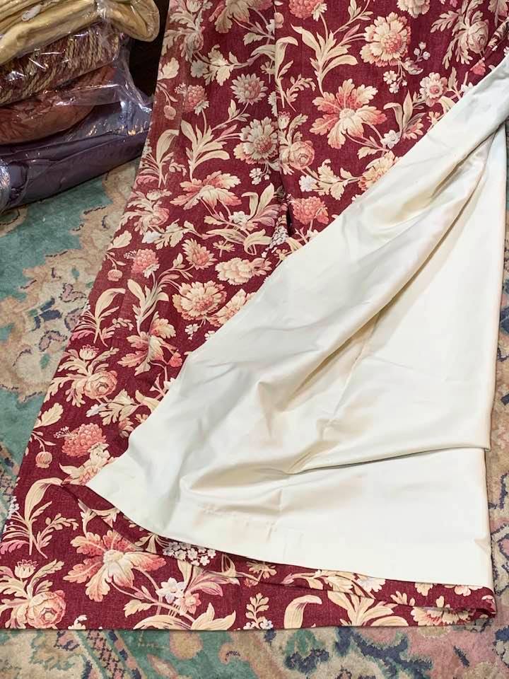 Laura Ashley Red/Cream Pinch Pleat Curtains W170 D227